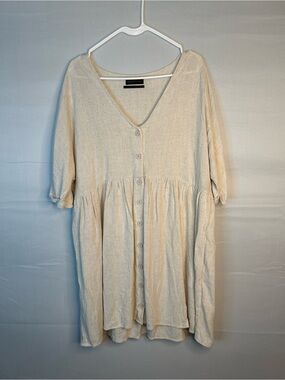 Urban Outfitters Women’s Large Oversized Linen Blend Babydoll Dress Cream 113